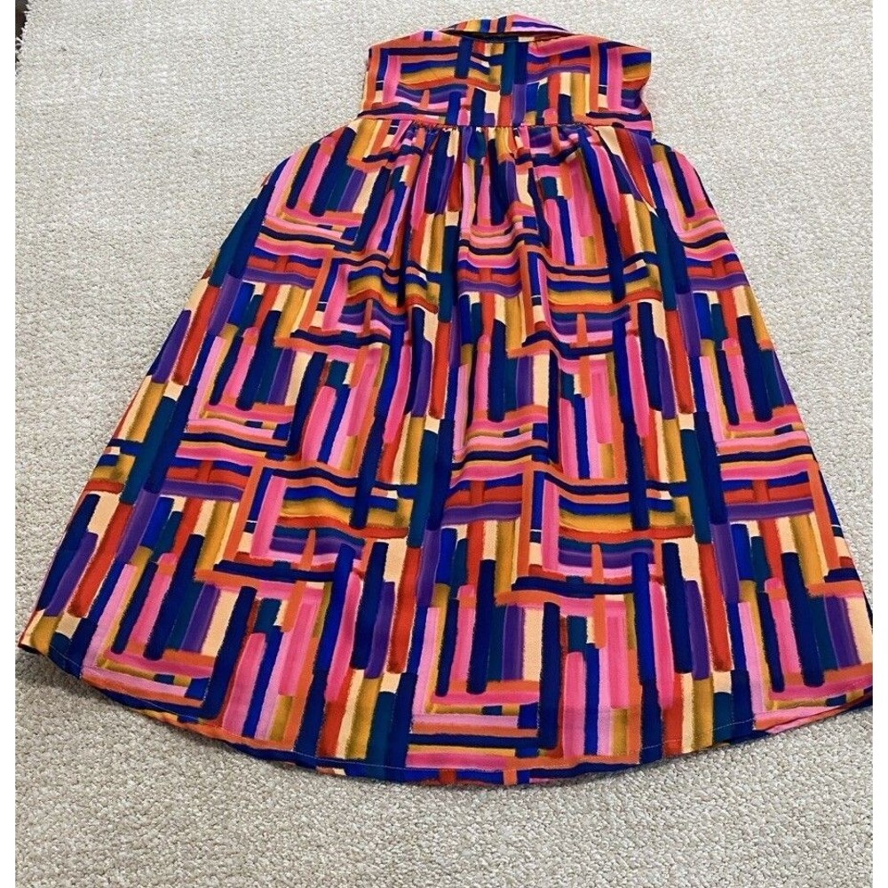 SSYS Pink Multicolor Geometric Sleeveless Shift Dress V-Neck Lightweight Size XS - Picture 12 of 14